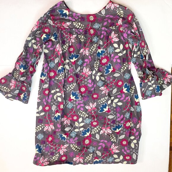 Hanna Andersson Gray Floral Dress, Size 12 - Picture 2 of 4